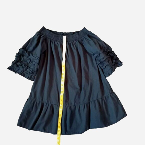 Zanzea Collection Off Shoulder Dress Medium Black Bell 3/4 Ruffle Sleeve - Picture 9 of 15